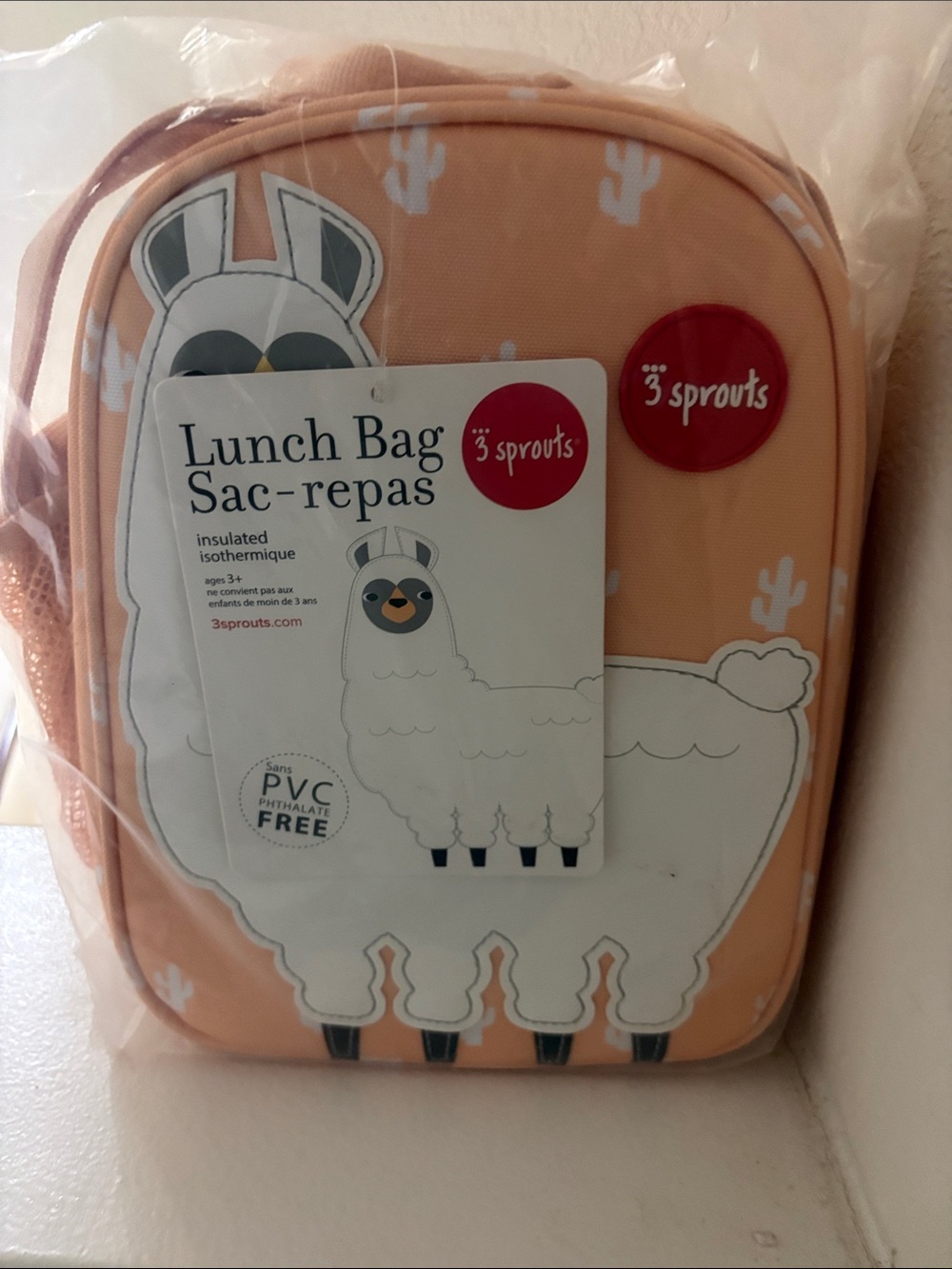 3 Sprouts Llama Peach Kids Lunch Bag - Insulated